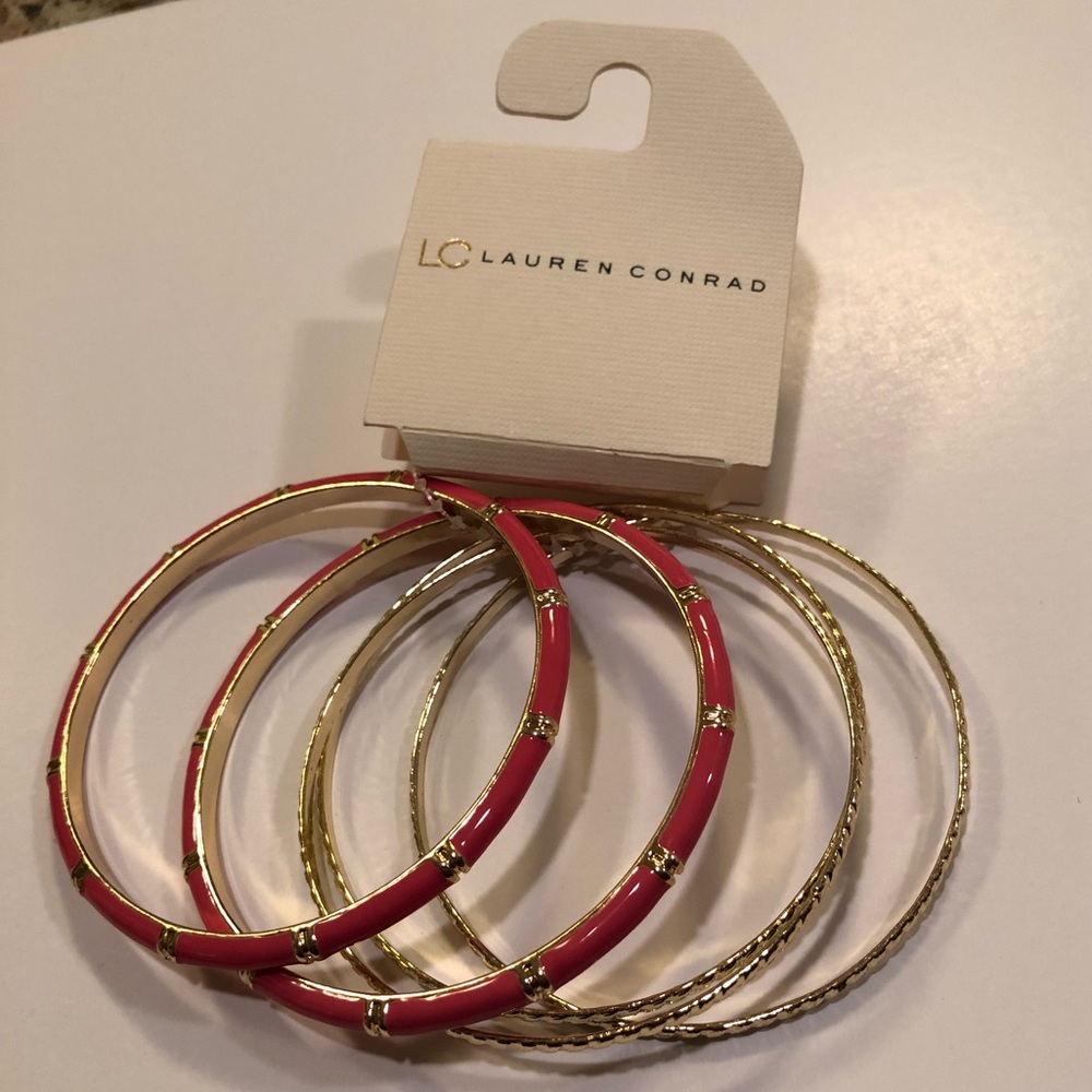 LC Lauren Conrad Twist Bangle Bracelet Set Pink - Picture 4 of 8